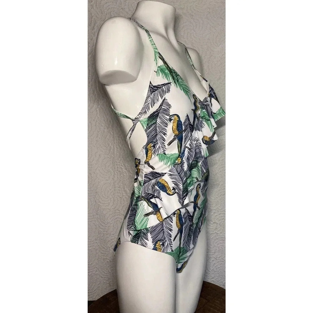 Eomenie Swimsuits Womens Birds Tropical Print One Piece Bathing Suits Small